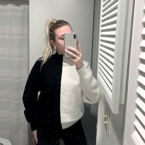 H&M Half & half black and white sweater